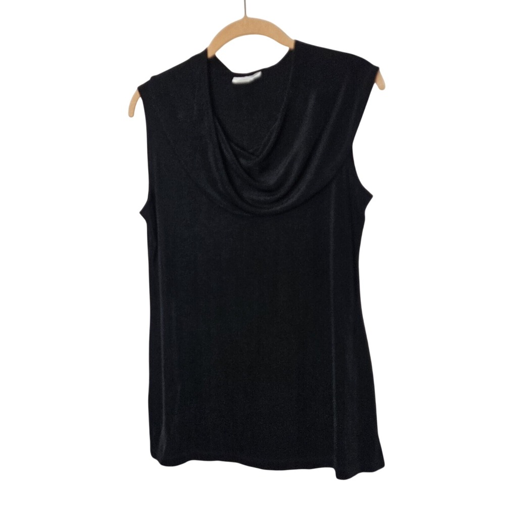 Coldwater Creek Sleeveless Cowl Neck Top‎ Blouse Black Career Basic Neutral M